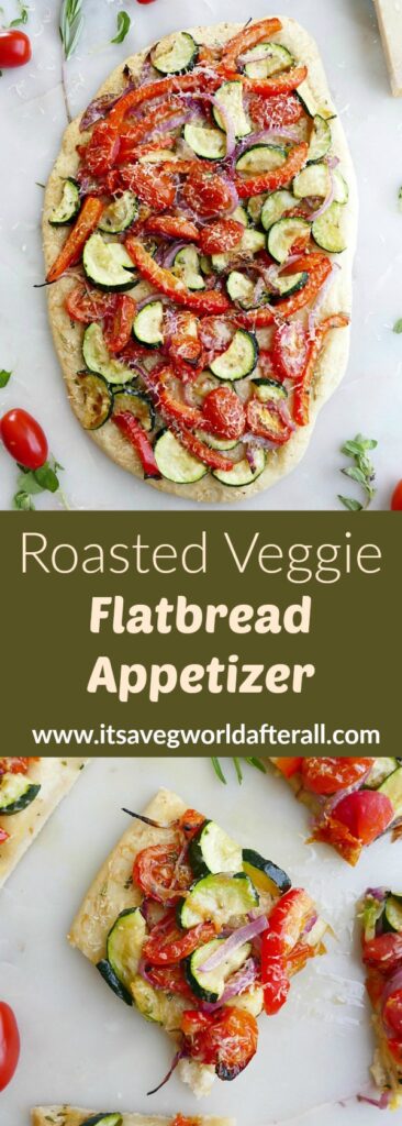 images of a flatbread and a single piece with a green text box in the middle